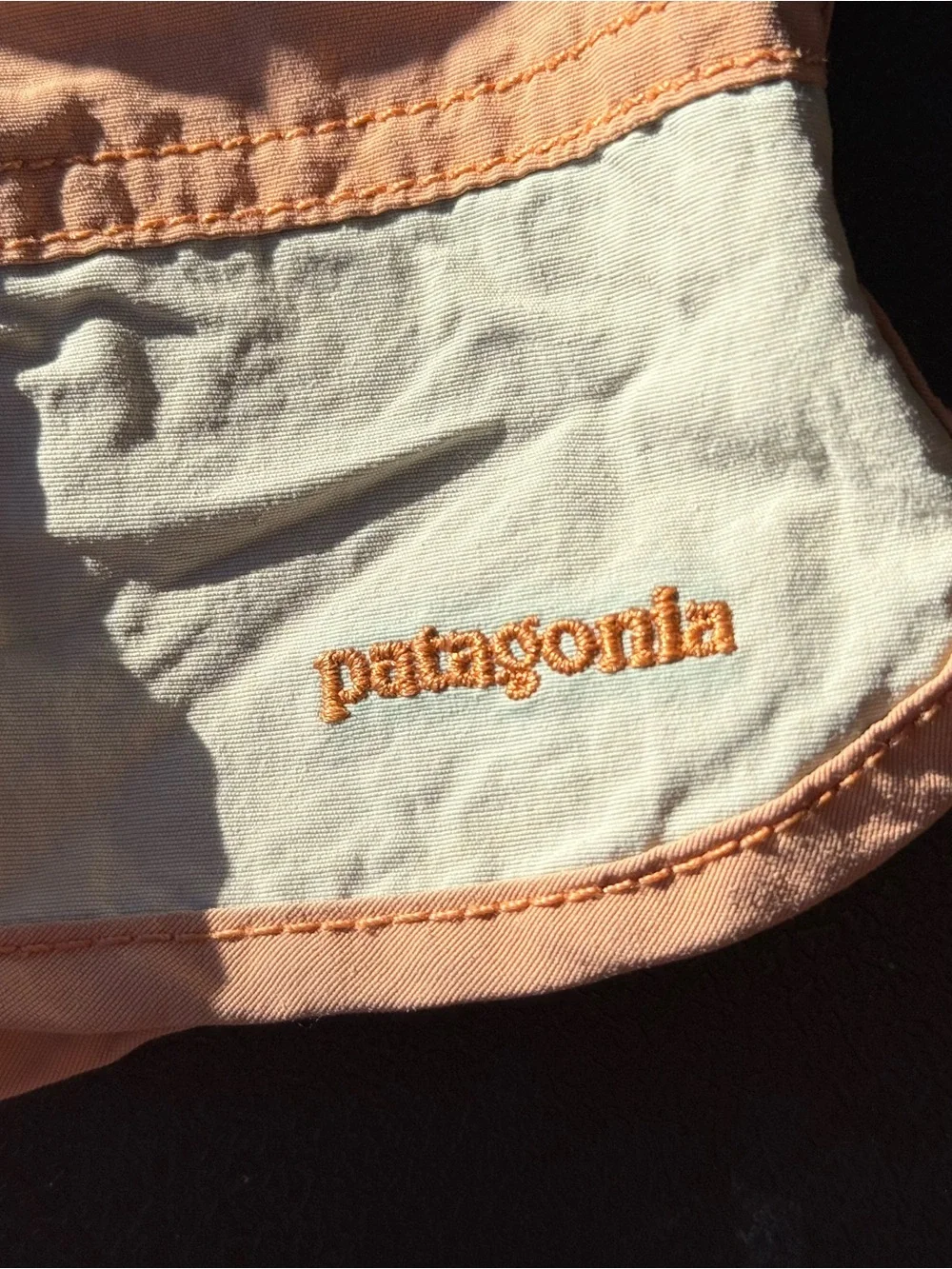 PATAGONIA Tan, Light Orange, Light Blue Colorblock Shorts